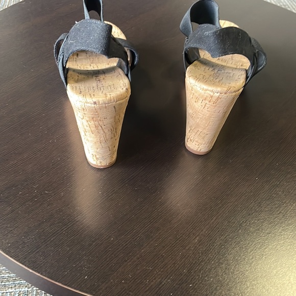 Lucky Brand Black Strap Chunky Cork Platform Malliah Wedge Slingback Sandals 7.5 - Picture 4 of 7